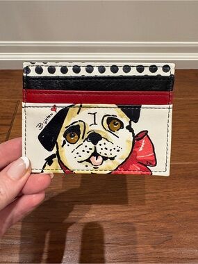 Brighton Dog Print Cardholder in White, Black, Red